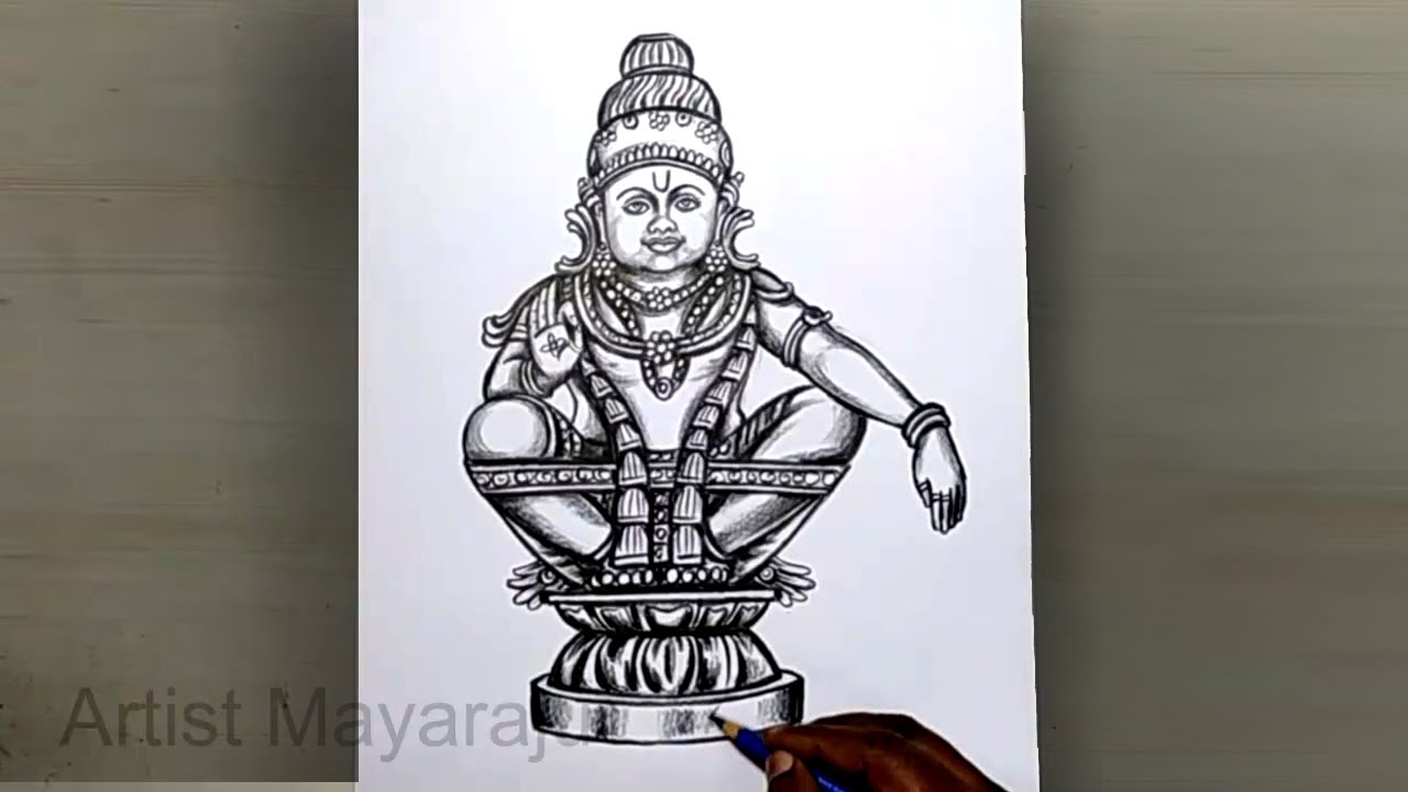 How to draw a beautiful outline sketch of lord AyyappaSwami/ Ayyappa swami  drawing step by step - YouTube